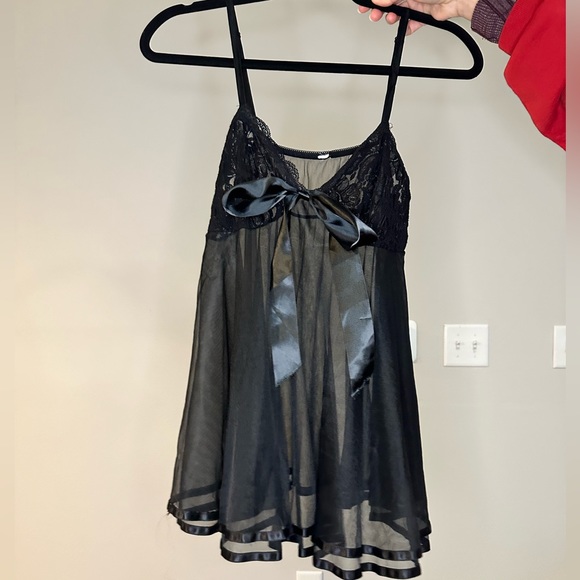 Other - Black lace sheer vintage teddy